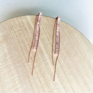 Stainless steel stone tassel earrings